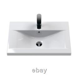 Hudson Reed Floor Standing 600mm Fluted Anthracite Basin Vanity Unit Bathroom