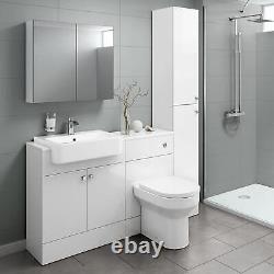 IBathUK Basin Vanity Sink Unit and Back to Wall WC Toilet Storage Furniture Whit