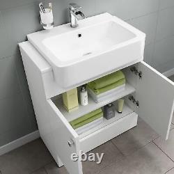 IBathUK Basin Vanity Sink Unit and Back to Wall WC Toilet Storage Furniture Whit