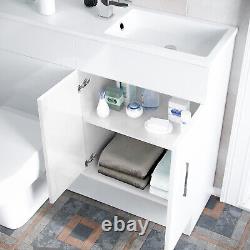 James 1000mm Freestanding White Slimline Vanity, Basin, WC Unit BTW Toilet