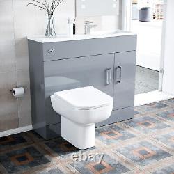 James 1000mm Grey Slimline MDF Vanity Basin WC Unit BTW Rimless Toilet