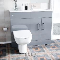 James 1000mm Grey Slimline MDF Vanity Basin WC Unit BTW Rimless Toilet