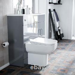 James 1000mm Grey Slimline MDF Vanity Basin WC Unit BTW Rimless Toilet