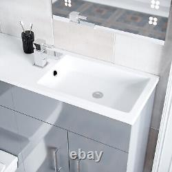 James 1000mm Grey Slimline MDF Vanity Basin WC Unit BTW Rimless Toilet