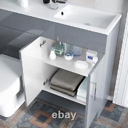 James 1000mm Grey Slimline MDF Vanity Basin WC Unit BTW Rimless Toilet