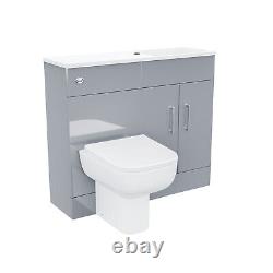 James 1000mm Grey Slimline MDF Vanity Basin WC Unit BTW Rimless Toilet