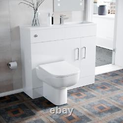 James 1000mm White Slimline MDF Vanity Basin WC Unit BTW Rimless Toilet