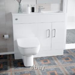 James 1000mm White Slimline MDF Vanity Basin WC Unit BTW Rimless Toilet