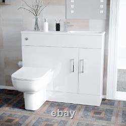 James 1000mm White Slimline MDF Vanity Basin WC Unit BTW Rimless Toilet