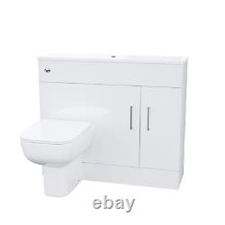 James 1000mm White Slimline MDF Vanity Basin WC Unit BTW Rimless Toilet
