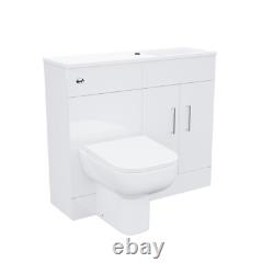James 1000mm White Slimline MDF Vanity Basin WC Unit BTW Rimless Toilet