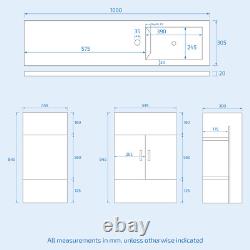 James 1000mm White Slimline MDF Vanity Basin WC Unit BTW Rimless Toilet