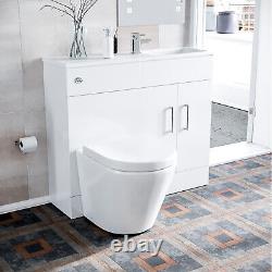 James 1000mm White Slimline Vanity, Basin WC Unit BTW Rimless Toilet Flat Pack