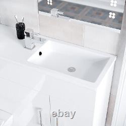 James 1000mm White Slimline Vanity, Basin WC Unit BTW Rimless Toilet Flat Pack