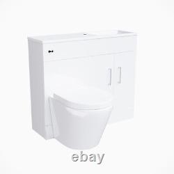 James 1000mm White Slimline Vanity, Basin WC Unit BTW Rimless Toilet Flat Pack