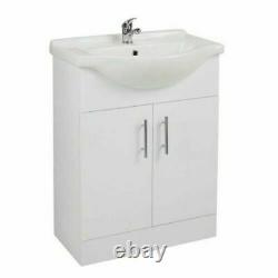 KASS 2-Door Modern Bathroom Vanity Unit With Basin 550/650mm Wide Gloss White WC