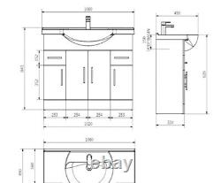 KASS Bathroom Vanity Unit 1050mm KS105BU GLOSS WHITE VANITY UNIT ONLY