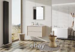 Kersig Beige Bathroom Wall Hung Vanity Unit Composite Resin Basin 80cm