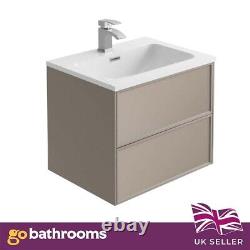 Kersig Matt Grey Bathroom Wall Hung Vanity Unit Composite Resin Basin 60cm