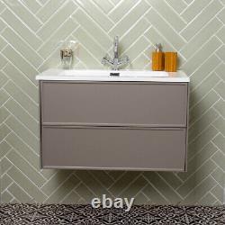 Kersig Matt Grey Bathroom Wall Hung Vanity Unit Composite Resin Basin 60cm