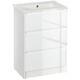 Kleankin 600mm Bathroom Vanity Unit With 1 Tap Hole Basin Drawers Gloss White