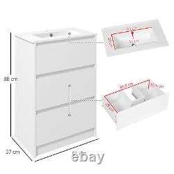 Kleankin 600mm Bathroom Vanity Unit with 1 Tap Hole Basin Drawers Gloss White