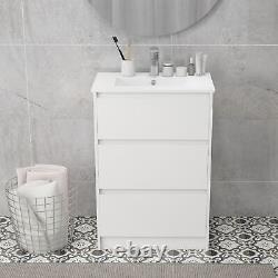 Kleankin 600mm Bathroom Vanity Unit with 1 Tap Hole Basin Drawers Gloss White