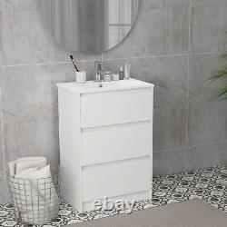 Kleankin 600mm Bathroom Vanity Unit with 1 Tap Hole Basin Drawers Gloss White