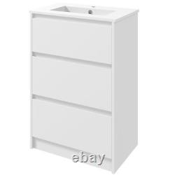 Kleankin 600mm Bathroom Vanity Unit with 1 Tap Hole Basin Drawers Gloss White