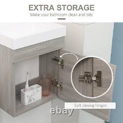 Kleankin Bathroom Vanity Unit with Basin, Wall Mounted Wash Stand, Grey