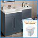 L Shape Anthracite Bathroom Furniture Suite Basin Btw Toilet Vanity Wc Unit