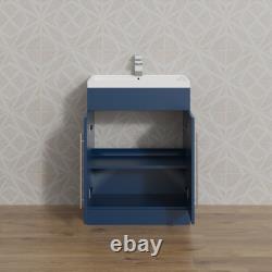 L Shape Blue Vanity Unit Bathroom Furniture Suite Basin Sink Toliet Bath Panel