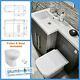 L Shape Grey 1100mm Bathroom Furniture Suite Resin Basin Btw Toilet Vanity Wc