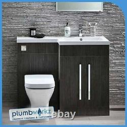 L Shape Grey 1100mm Bathroom Furniture Suite Resin Basin BTW Toilet Vanity WC