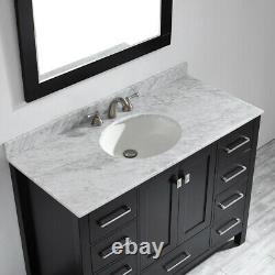 Large 1200MM Black Vanity Unit Basin Marble Worktop Mirror Floor Standing