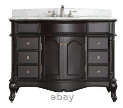 Large 1200MM Vanity Unit Basin Marble Bathroom Mirror Black Floor Standing
