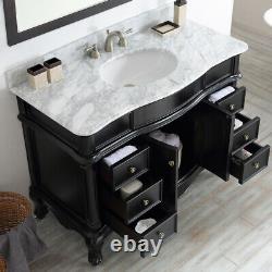 Large 1200MM Vanity Unit Basin Marble Bathroom Mirror Black Floor Standing