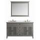 Large 1500 Mm Vanity Unit Double Basin Marble Worktop Mirror Grey Floor Standing