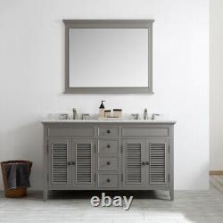 Large 1500 MM Vanity Unit Double Basin Marble Worktop Mirror Grey Floor Standing