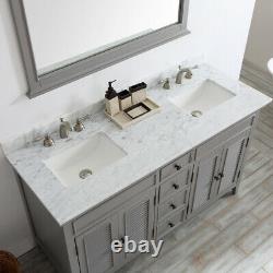 Large 1500 MM Vanity Unit Double Basin Marble Worktop Mirror Grey Floor Standing