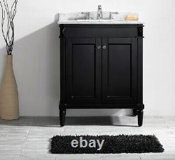 Large 750MM Black Vanity Unit Basin Marble Worktop Mirror Floor Standing