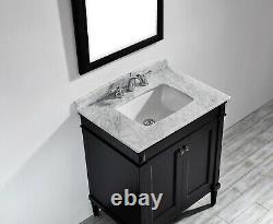 Large 750MM Black Vanity Unit Basin Marble Worktop Mirror Floor Standing