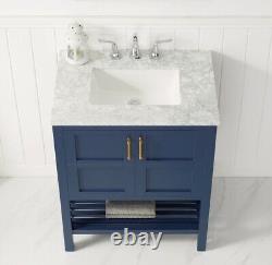 Large 750MM Royal Blue Vanity Unit Basin Marble Worktop Floor Standing