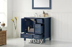 Large 900MM Royal Blue Vanity Unit Basin Marble Worktop Floor Standing