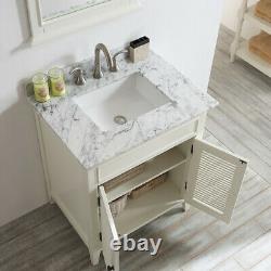 Large Bathroom 750mm Vanity Unit Marble Basin Sink Storage Antique White