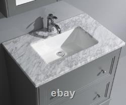Light Grey Vanity Unit Classic 800mm Unit & Marble Top 2 Drawer Bathroom Storage