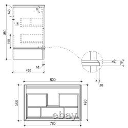Light Grey Vanity Unit Classic 800mm Unit & Marble Top 2 Drawer Bathroom Storage