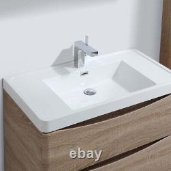 Light Wood Freestanding 2 Drawer Eaton 90cm Bathroom Vanity Unit & Sink