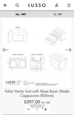 Lusso Stone Volini Matt cappuccino vanity unit 800mm new boxed (NO basin)