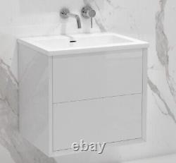 Lusso Stone Volini Polished White vanity unit & sink, 600mm slight seconds